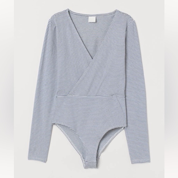 H&M Tops - H&M Wrapover Striped Bodysuit